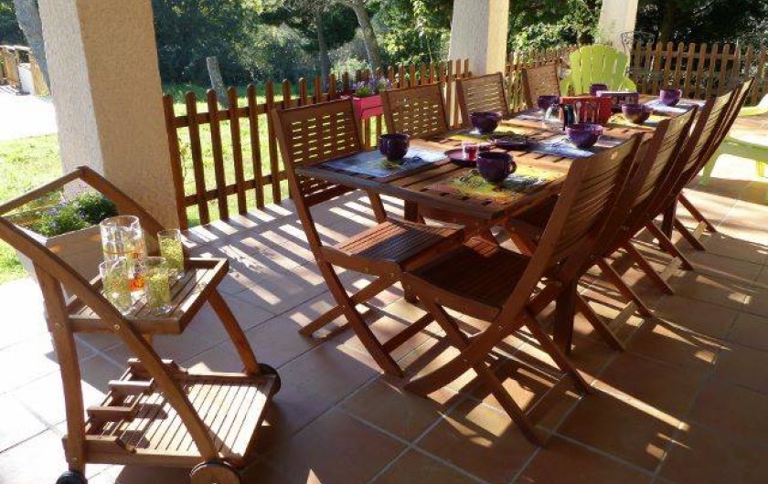 Location de vacances - Villa à Uzès - petit déjeuner sur la terrasse de 4m sur 10m