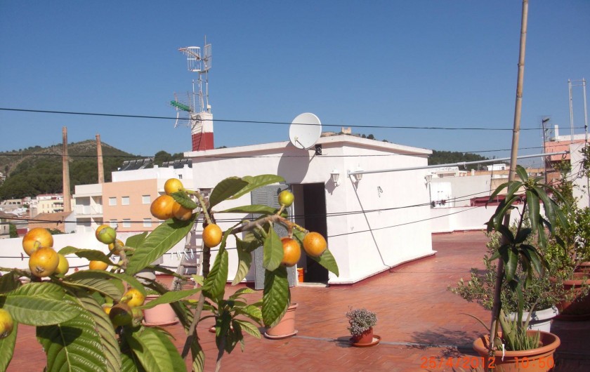 Location de vacances - Appartement à Valence - Terrasse au troisième étage avec vu sur montagne , oranger est ville d' Oliva.