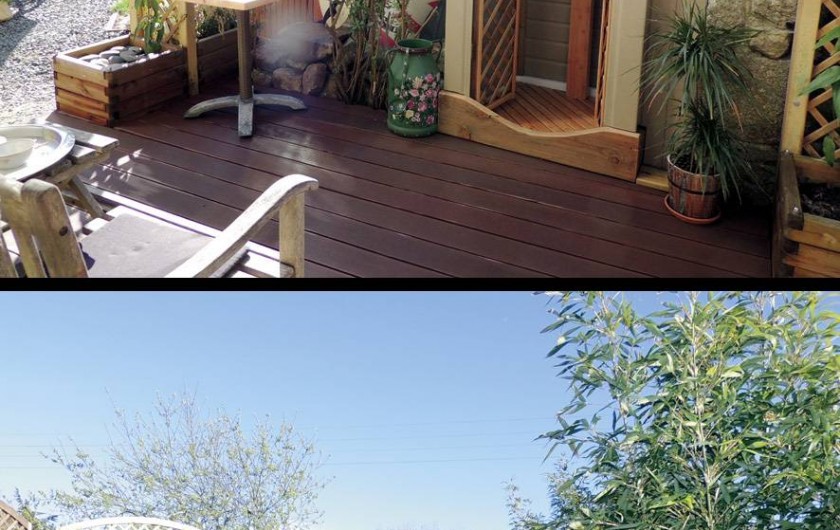 Location de vacances - Gîte à Saint-Jean-Trolimon - Pergola avec terrasse couverte et douche extérieure…