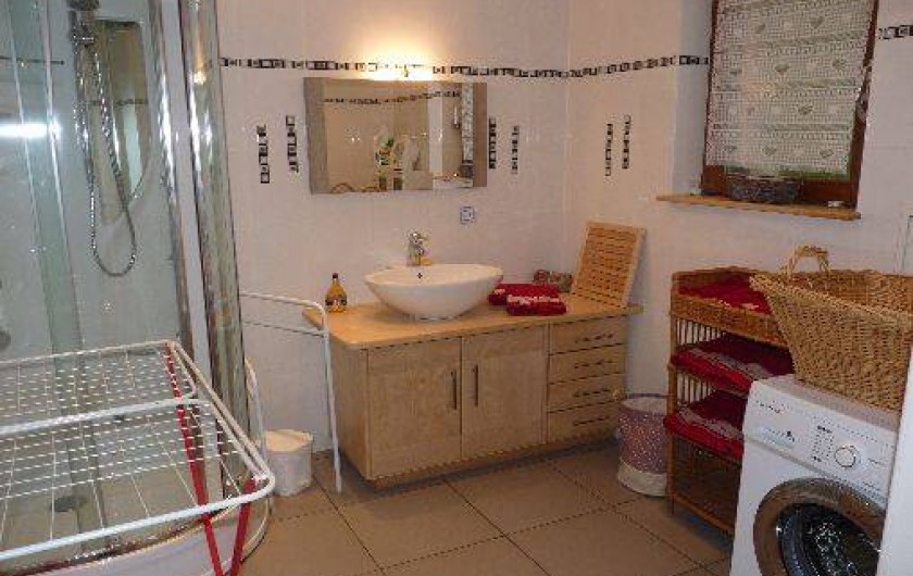 Location de vacances - Gîte à Breitenbach-Haut-Rhin - salle de bain avec douche,sèche-serviette,machine à laver