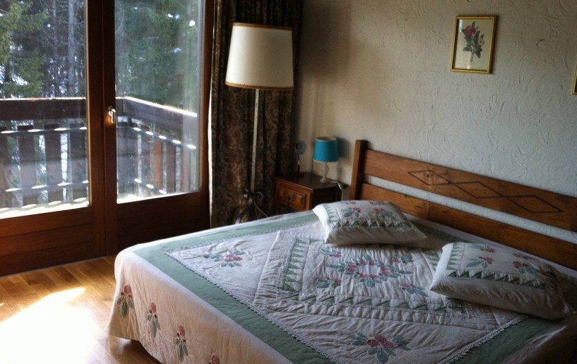 Location de vacances - Appartement à Combloux - Chambre vue Mont Blanc