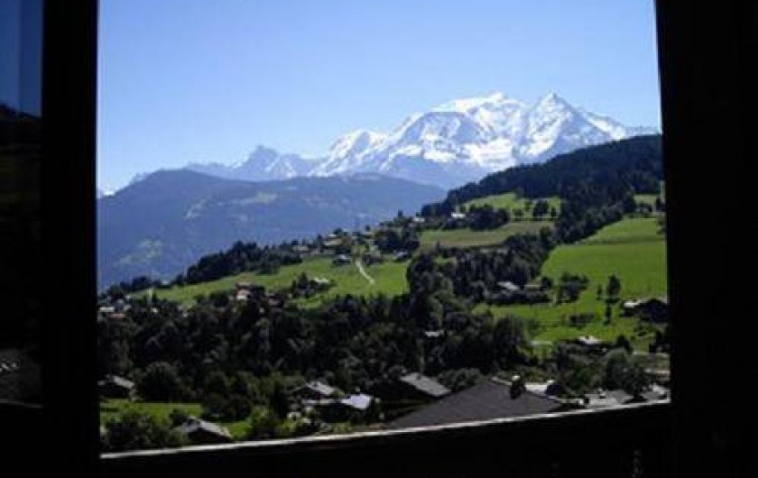 Location de vacances - Appartement à Combloux - Vue du Mt Blanc depuis le petit balcon
