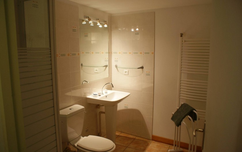 Location de vacances - Gîte à Surgères - Salle d'eau du rez-de-chaussée avec lavabo, douche et toilettes