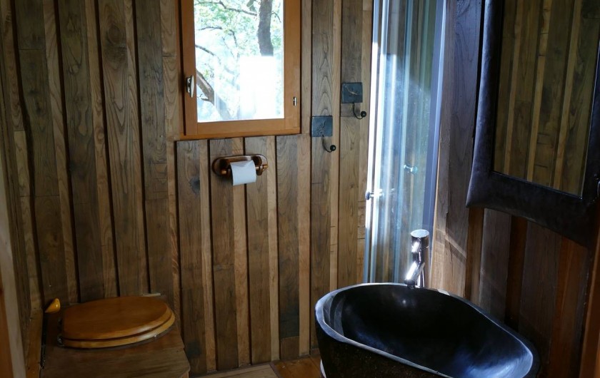 Location de vacances - Chambre d'hôtes à Saint-Martial-Entraygues - Salle de bain de la cabane "Des Chesnaies"
