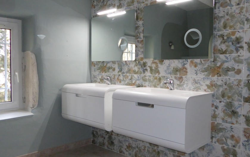 Location de vacances - Mas à Saint-Rémy-de-Provence - salle de douche + double vasque + wc
