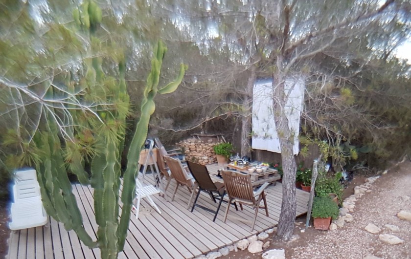 Location de vacances - Villa à Cap de Barbaria - Chill-out area in the garden set up for summer cinema