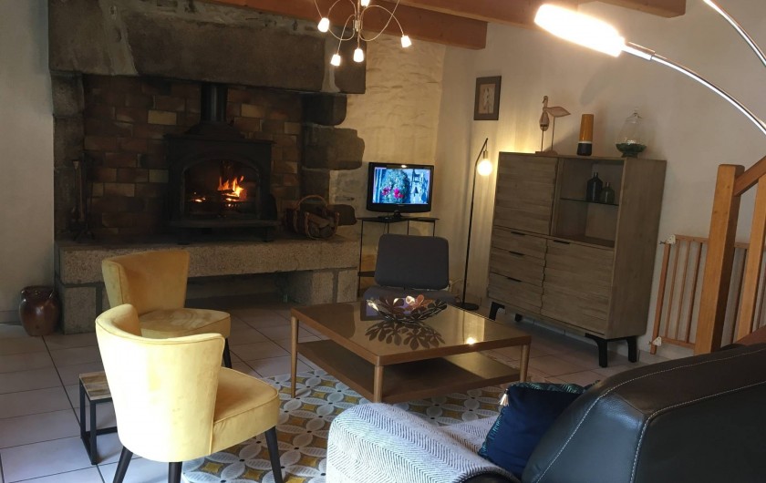 Location de vacances - Maison - Villa à Roscoff - Salon avec cheminée