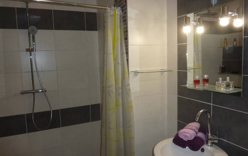 Location de vacances - Villa à Saint-Raphaël - chambre bleue : salle d'eau douche italienne de 160 cm - lavabo totem + WC