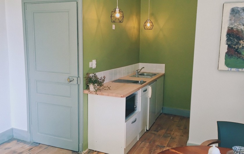 Location de vacances - Gîte à Uchaux - La kitchenette avec deux plaques, un micro-ondes et un petit frigo.