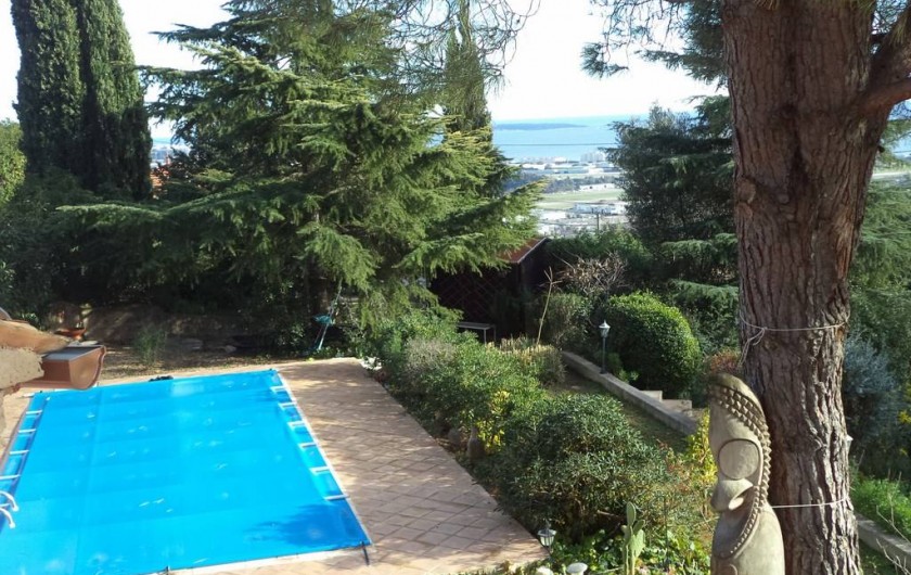 Location de vacances - Villa à Mandelieu-la-Napoule - la piscine l'hiver vue d'en haut