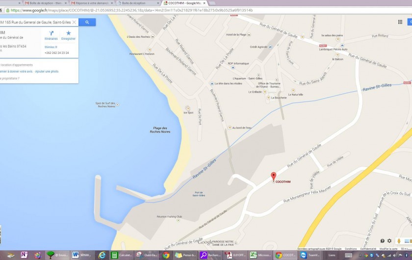 Location de vacances - Appartement à Saint-Gilles les Bains - Plan de Saint Gilles, CoCoThim situé par le marqueur rouge