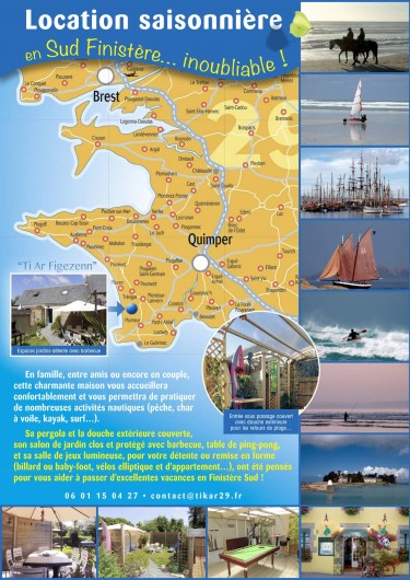 Location de vacances - Gîte à Saint-Jean-Trolimon - Localisation GPS  "Ti ar Figezenn" Nord : 47° 51' 39" Ouest : 4° 17' 49"