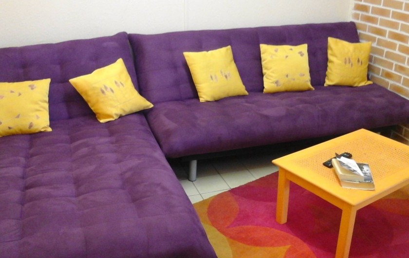 Location de vacances - Appartement à Saint-Joseph - Espace cocooning salon avec clic clac,  méridienne et TV