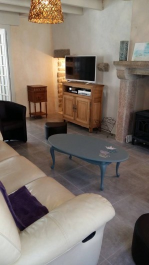 Location de vacances - Maison - Villa à Barfleur - Salon avec cheminée (poêle à bois)