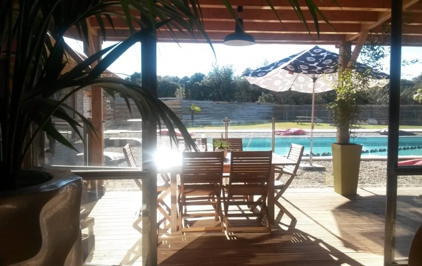 Location de vacances - Insolite à Richerenches - Restaurant en bord de piscine