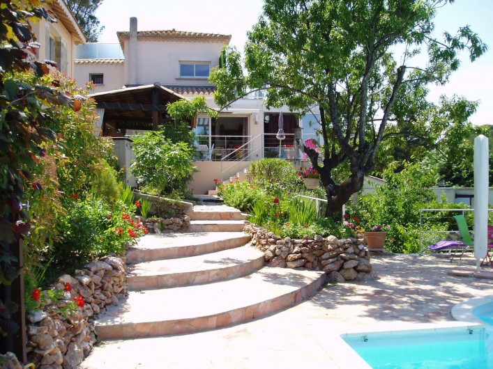 Location de vacances - Chambre d'hôtes à Sète - Vue de la piscine vers la maison