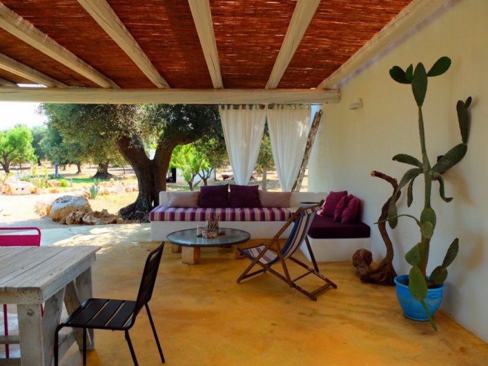 Location de vacances - Villa à San Vito dei Normanni - Terrasse lounge ombragée