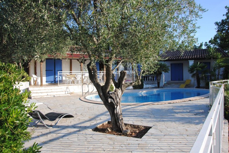 Location de vacances - Villa à Saint-Cézaire-sur-Siagne - vue piscine et maison