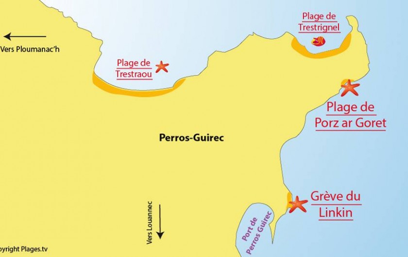 Location de vacances - Appartement à Perros-Guirec - Localisation a Coter du linquin
