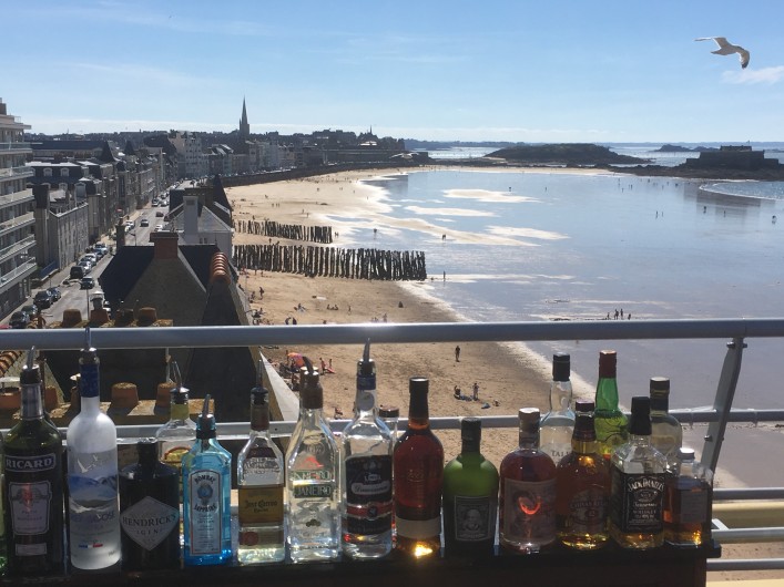 Location de vacances - Villa à Cancale - La plage du Sillon à St-Malo vue du rooftop de l'Hôtel des Ambassadeurs.