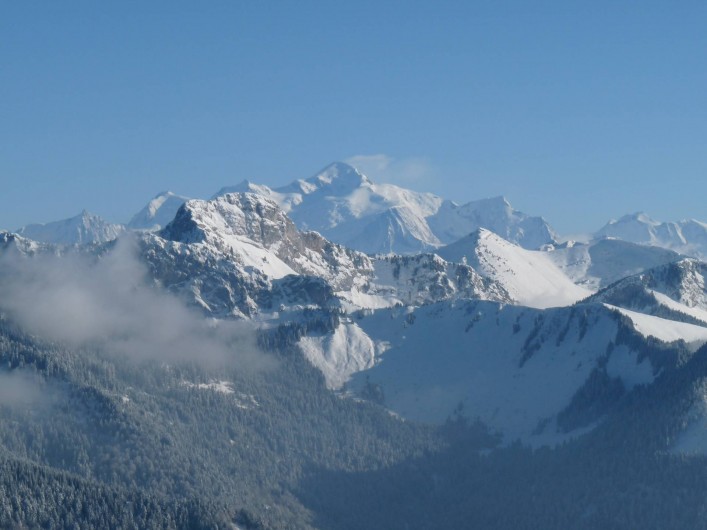 Location de vacances - Gîte à Habère-Poche - Vue sur le Mont Blanc depuis le sommet de la station.