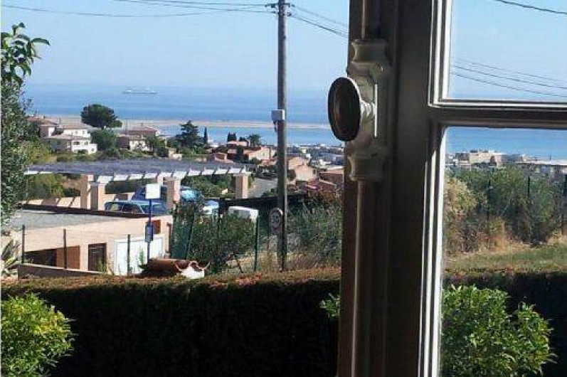 Location de vacances - Villa à Cagnes-sur-Mer - VUE MER  dans séjour ensoleillé  cheminée canapé voir  photo précédente
