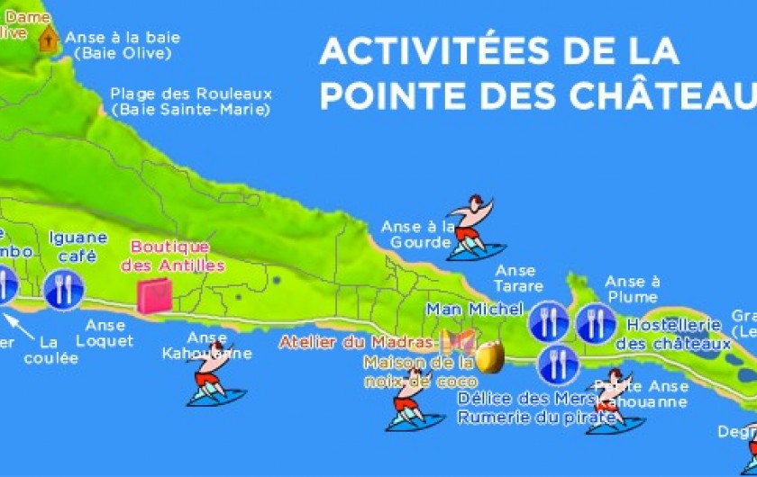 Location de vacances - Villa à Saint-François - Activités sur la Point des châteaux