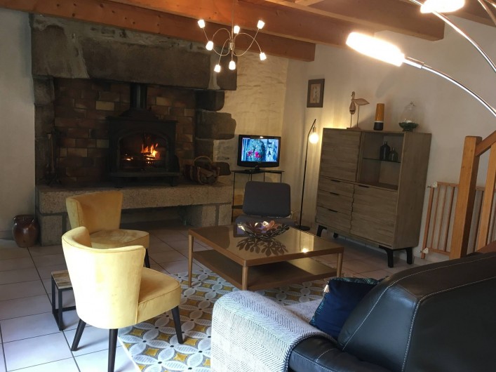Location de vacances - Maison - Villa à Roscoff - Salon avec cheminée