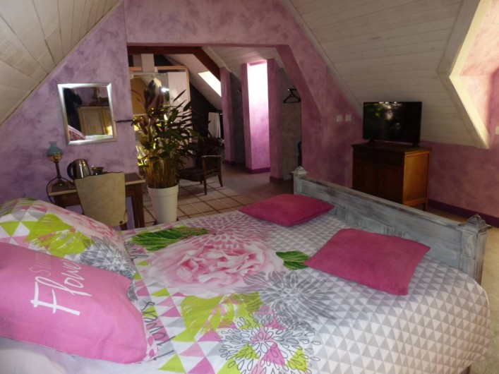 Location de vacances - Chambre d'hôtes à Aubigny-au-Bac - le grenier avec sa tv écran plat 80 cm