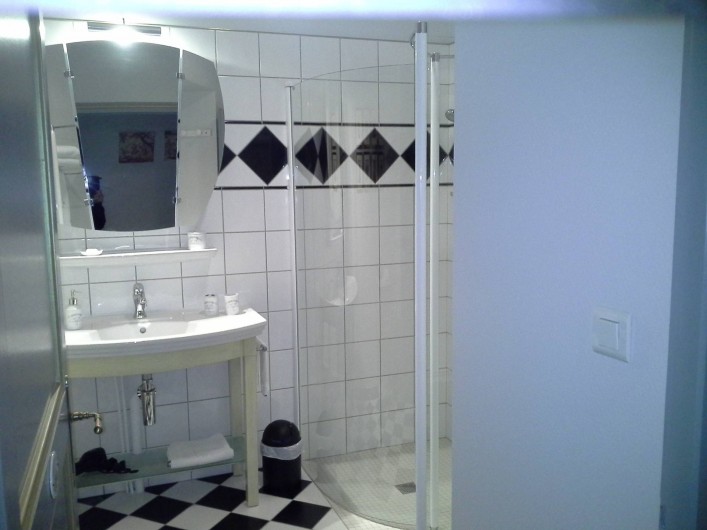 Location de vacances - Chambre d'hôtes à Saint-Trivier-de-Courtes - La salle de Bains avec sa douche à l'italienne.