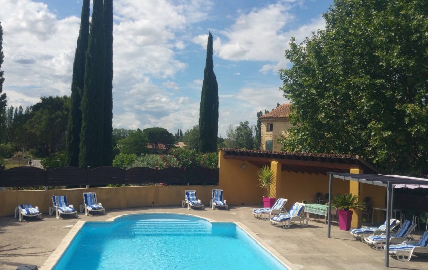 Location de vacances - Maison - Villa à Loriol-du-Comtat - Piscine de 6×12 avec bains de soleil et matelas