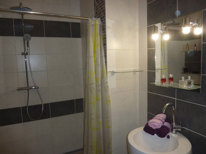 Location de vacances - Villa à Saint-Raphaël - chambre bleue : salle d'eau douche italienne de 160 cm - lavabo totem + WC