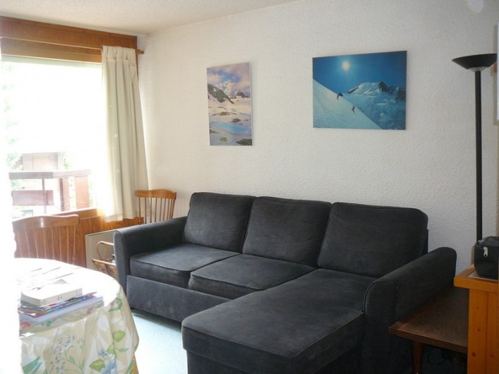 Location de vacances - Appartement à Les Houches - SALON SALLE A MANGER CANAPE LIT DOUBLE